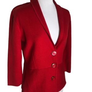 NWOT Kasper 3 Button Front Closure 3/4 Sleeve Peplum Style Red Blazer Size L